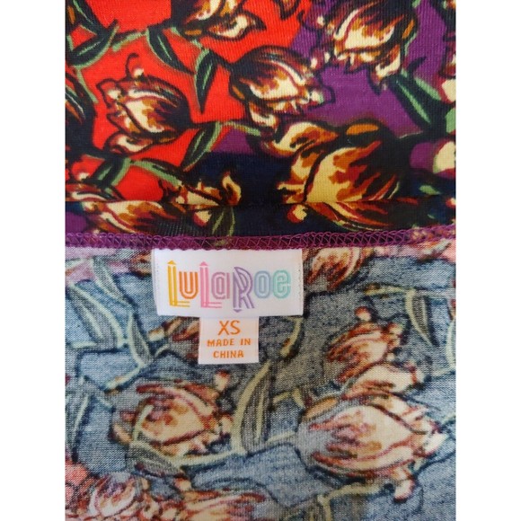 Lularoe Dress XS Colorful Bodycon Knee Length 3/4 Sleeves Stretch - Picture 4 of 5